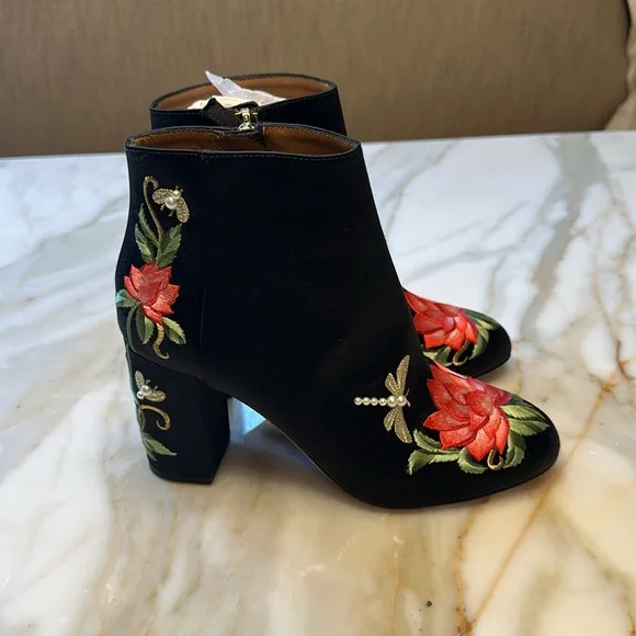 Aquazzura Embroidered Satin Booties - Picture 4 of 10